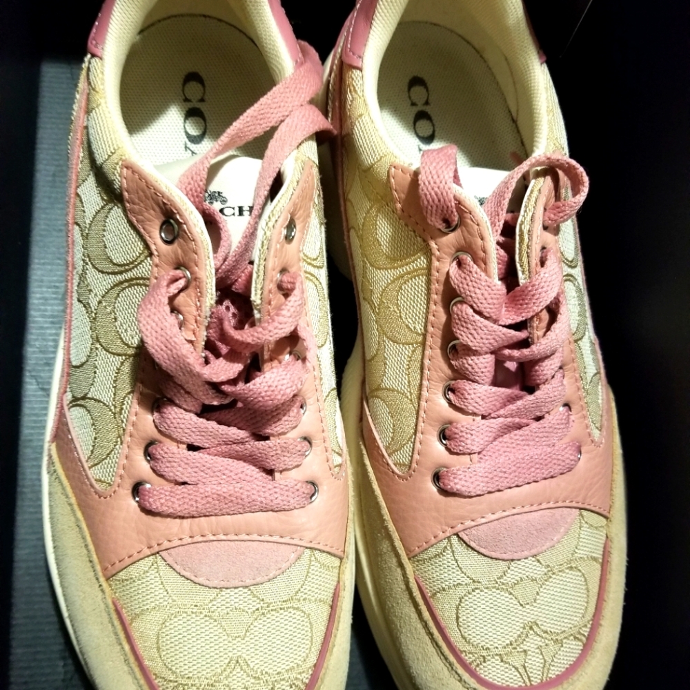 Coach shoes, size 7B. Khaki & pink